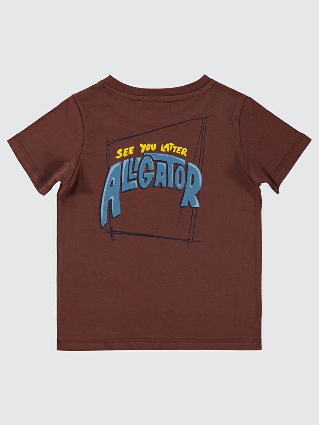 Boys Timsah Baskılı 2-5 Yaş Tişört - Kahverengi 2-3 Yaş