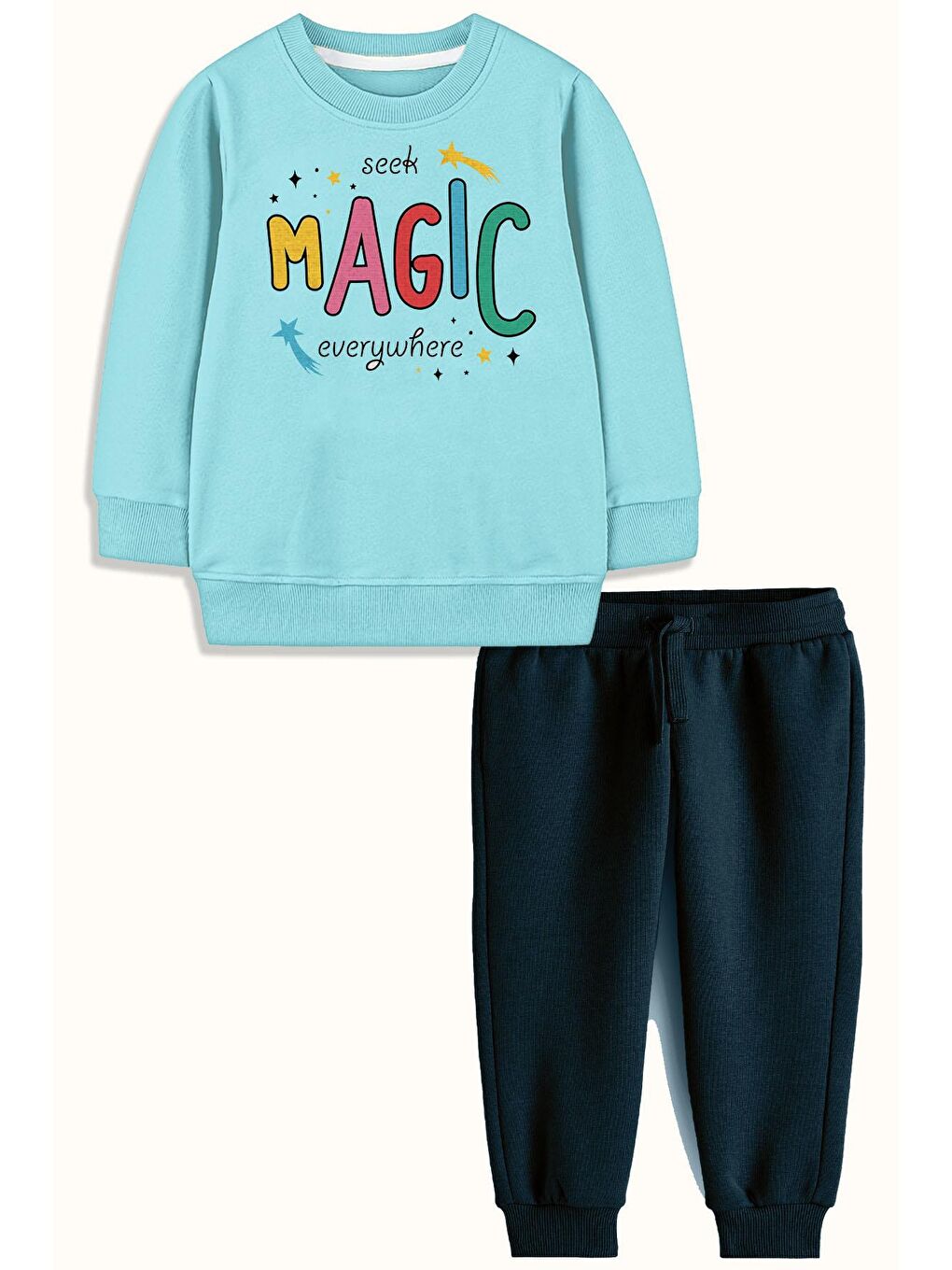 Mavi Baskılı 2'li Bebek Takım