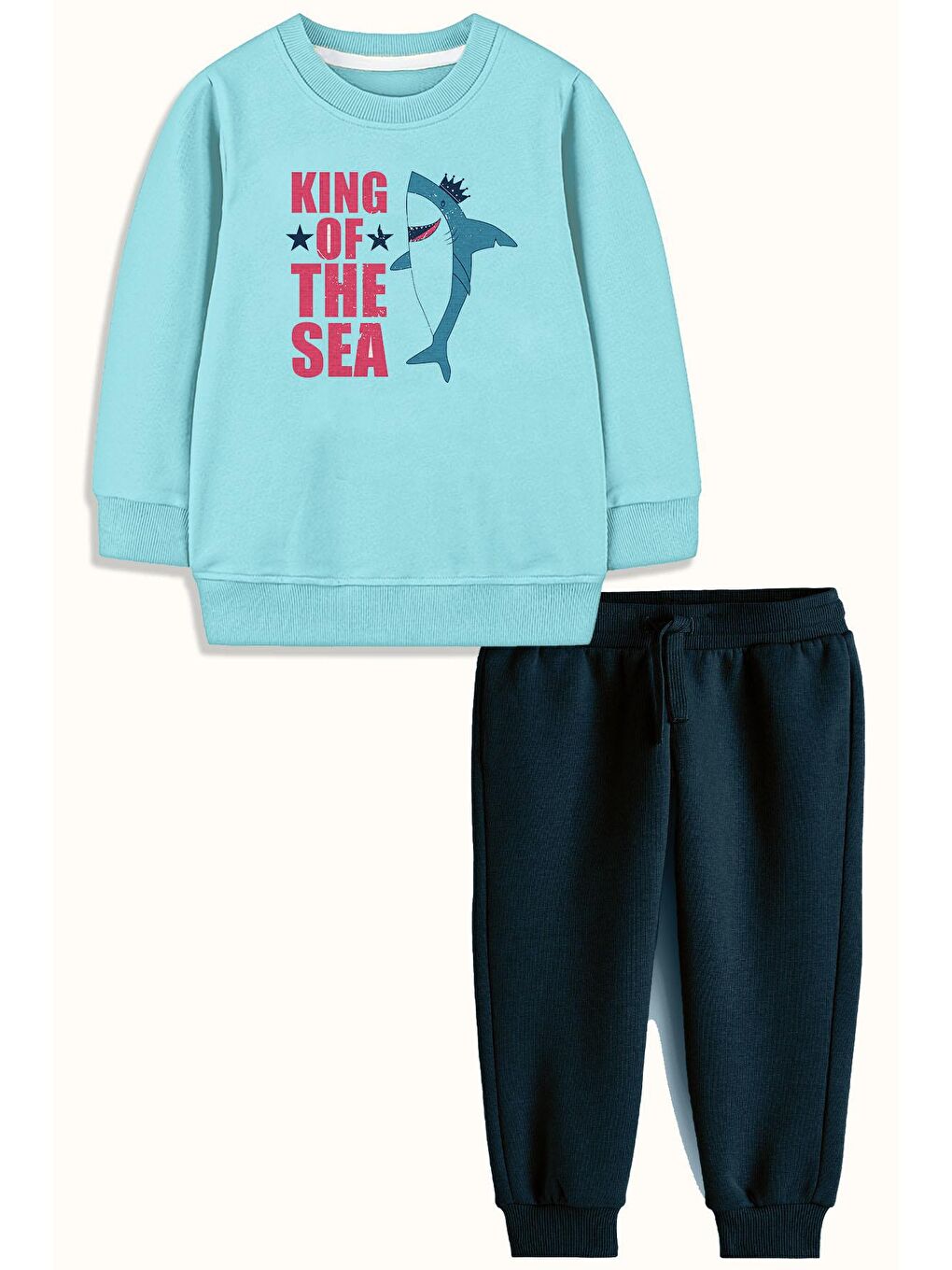 Mavi Bisiklet Yaka Baskılı Erkek Bebek Takım 2'li