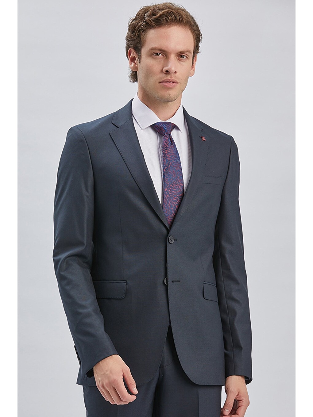 Lacivert Gabardin Mono Yaka 8 Drop Slim Fit Dar Kesim Basic Takım Elbise 1001255006-1