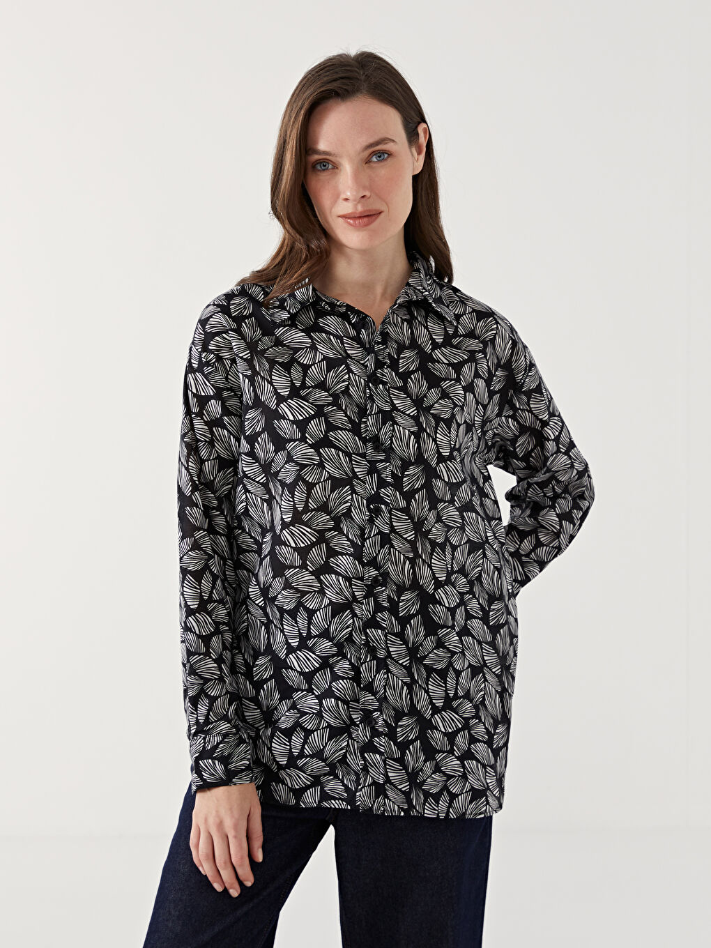 Siyah Kadın Gömlek Uzun Bg169