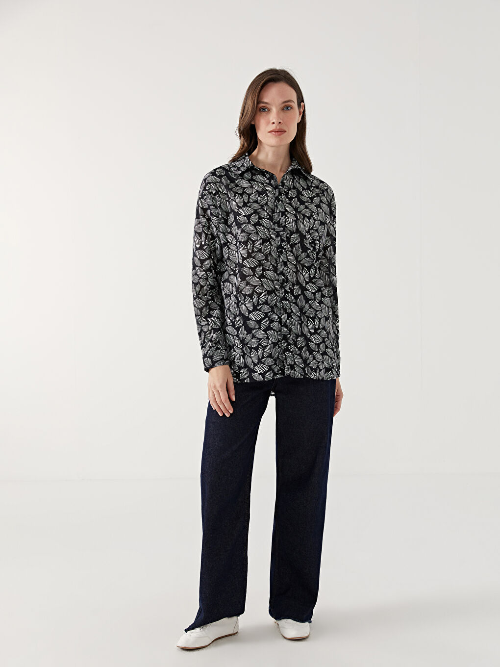 Siyah Kadın Gömlek Uzun Bg169-1