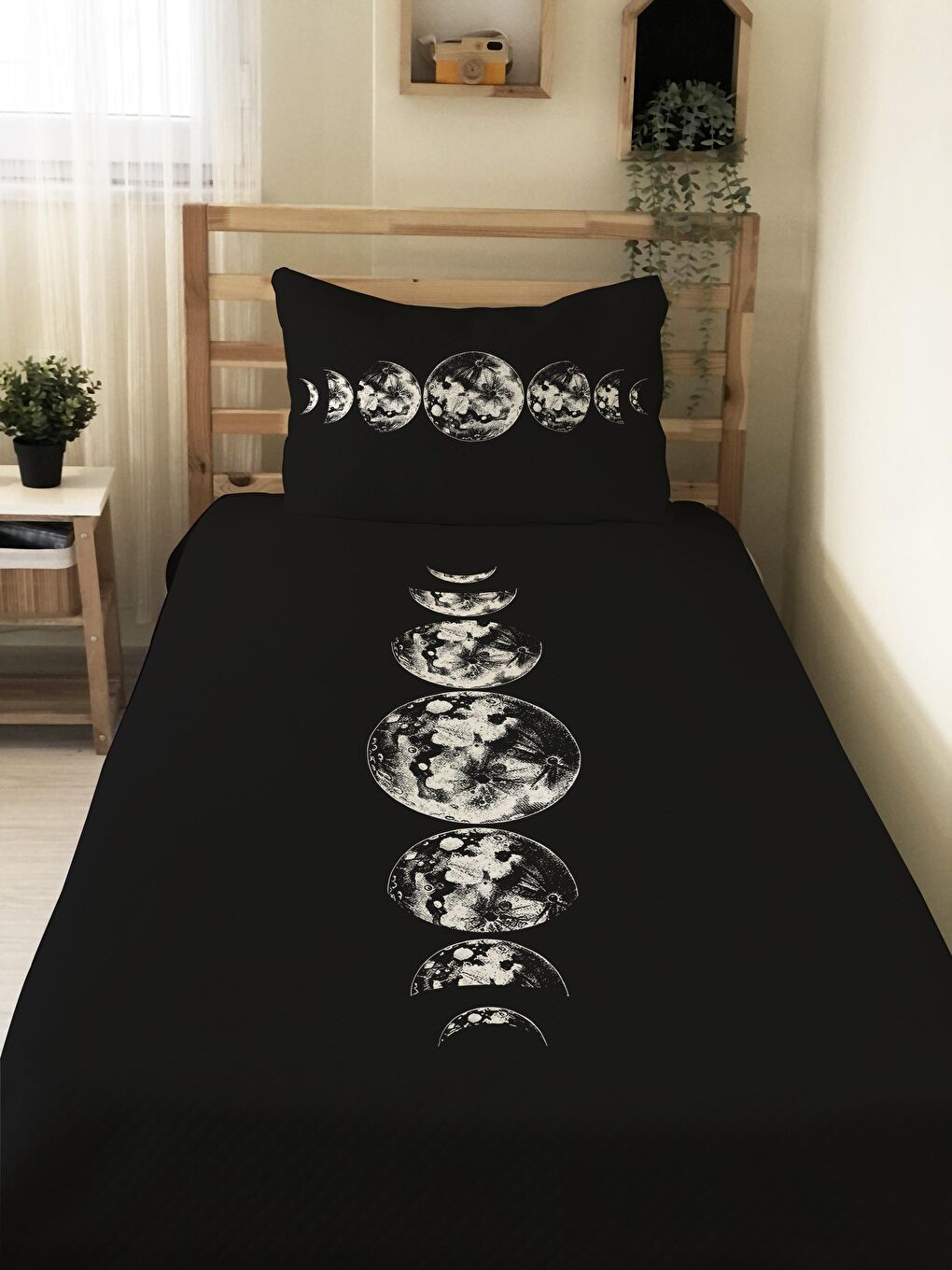 Karışık Ay Desenli Soft Baskılı Tek Kişilik 150x220 Cm