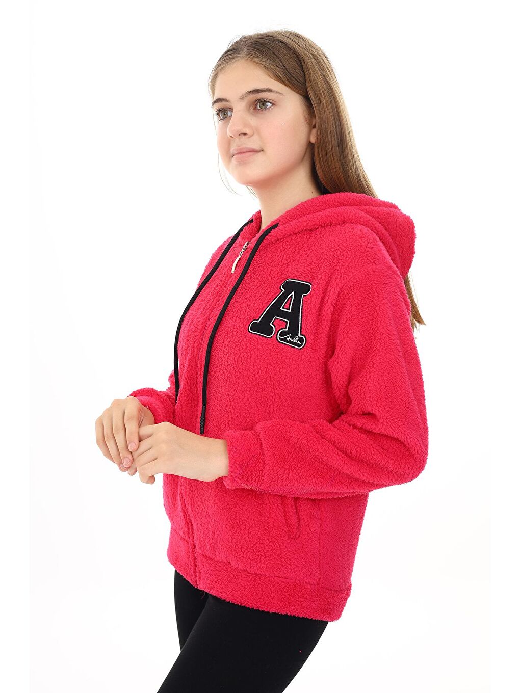 Fuşya Kız Çocuk Welsoft Peluş Ceket 7 -13 Yaş Lx280-1