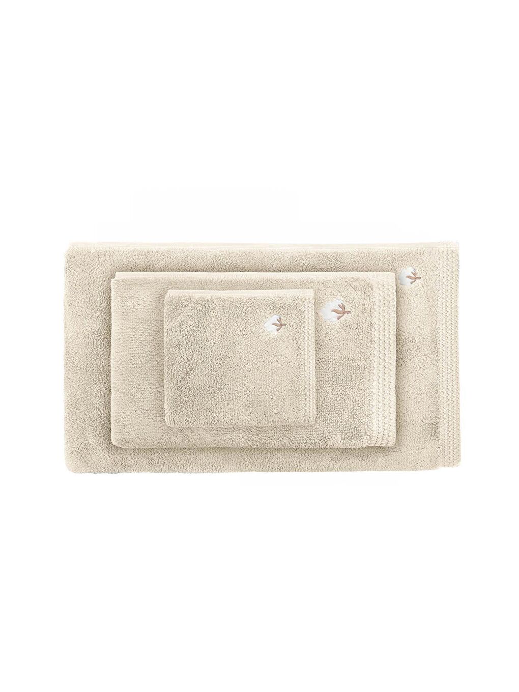 Pure Cotton 3'lü Havlu Seti Organik Pamuk Bej-1