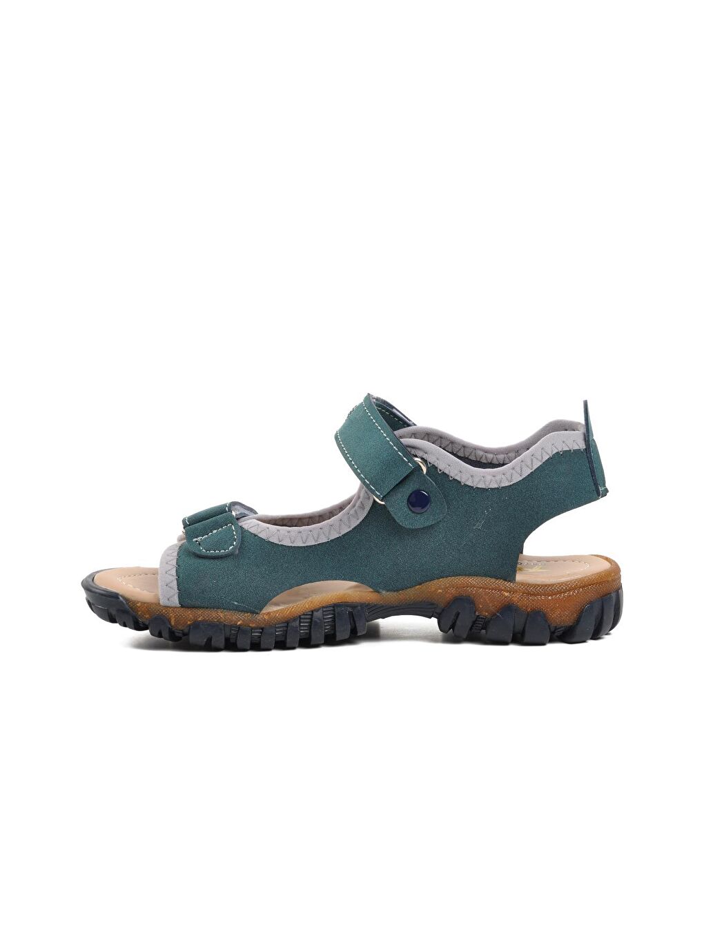 Lacivert Nubuk-Sarı Cırtlı Erkek Çocuk Sandalet 5000-F-1