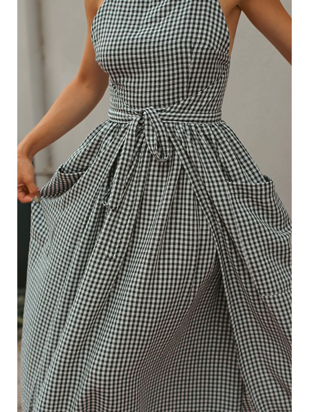 Siyah Beyaz Pöti Kare Müslin Free Size Venüs Elbise-1