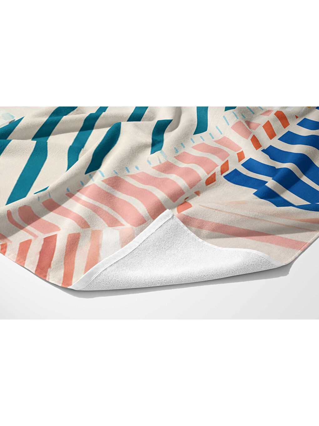 Petrol Renkli Çizgi Desen Dijital Baskılı  Plaj Havlusu 75x150-3