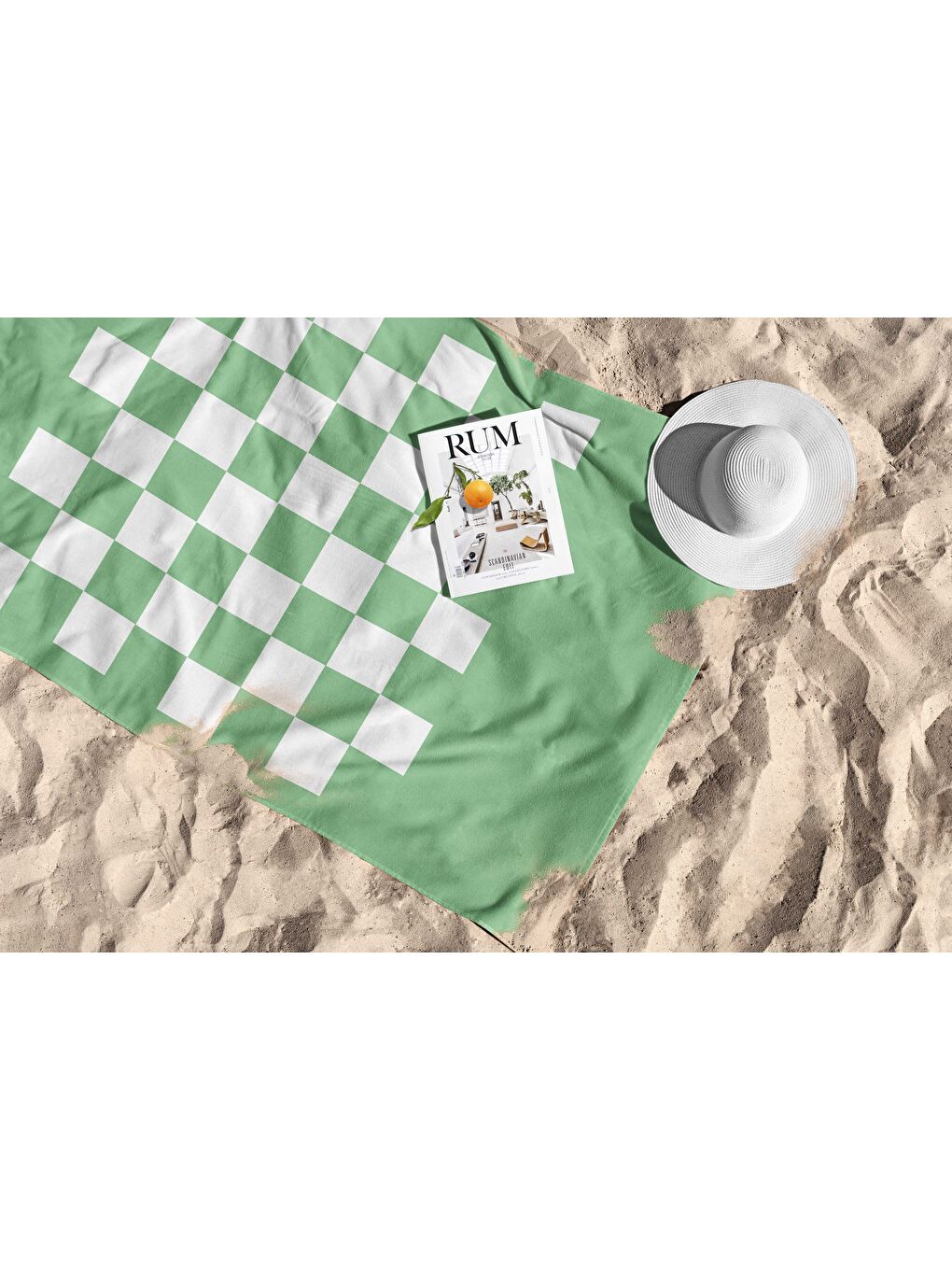 Yeşil Dama Desen Dijital Baskılı  Plaj Havlusu 75x150-2