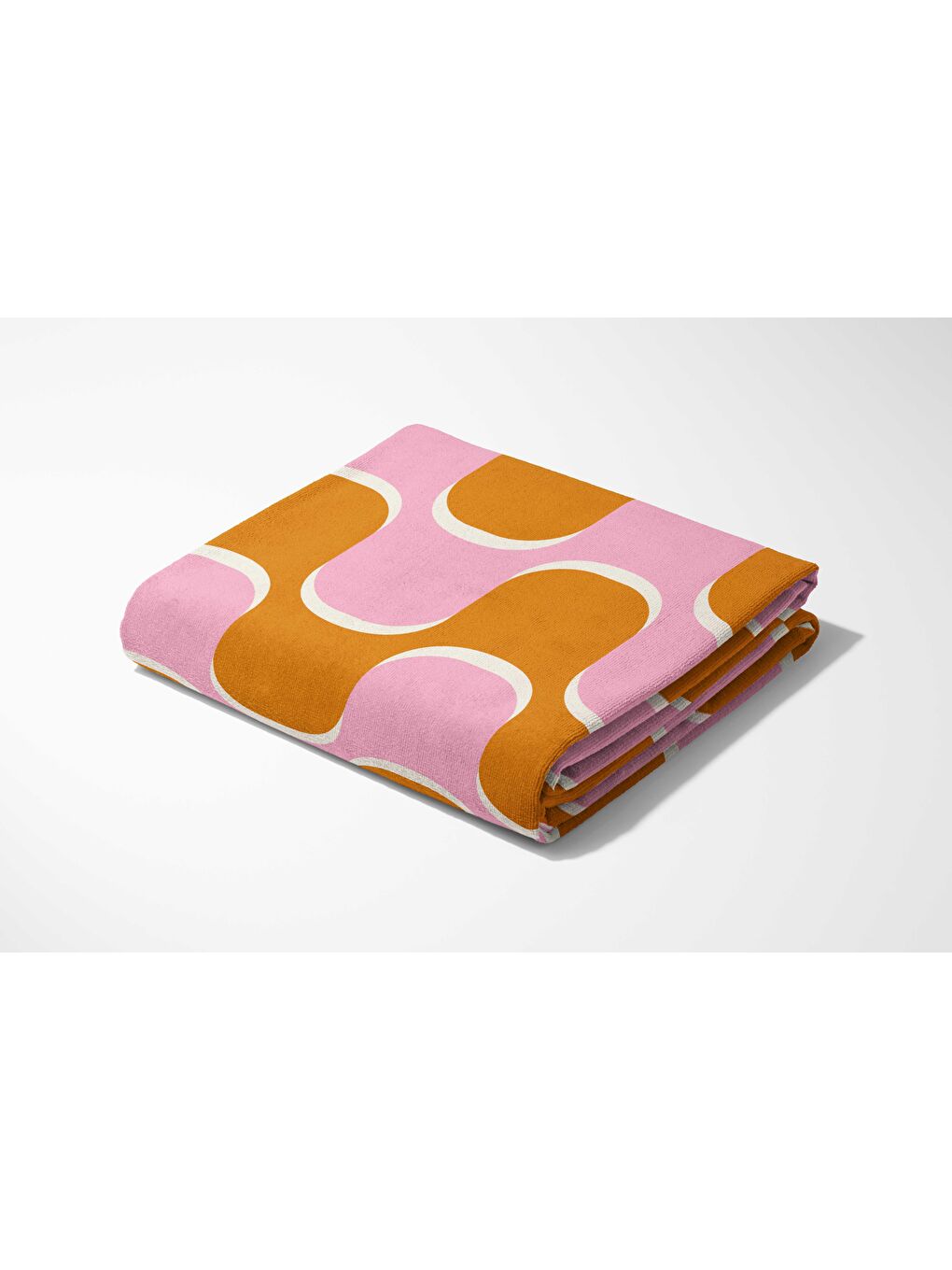 Pembe Retro Dalga Desen Dijital Baskılı  Plaj Havlusu 75x150-4