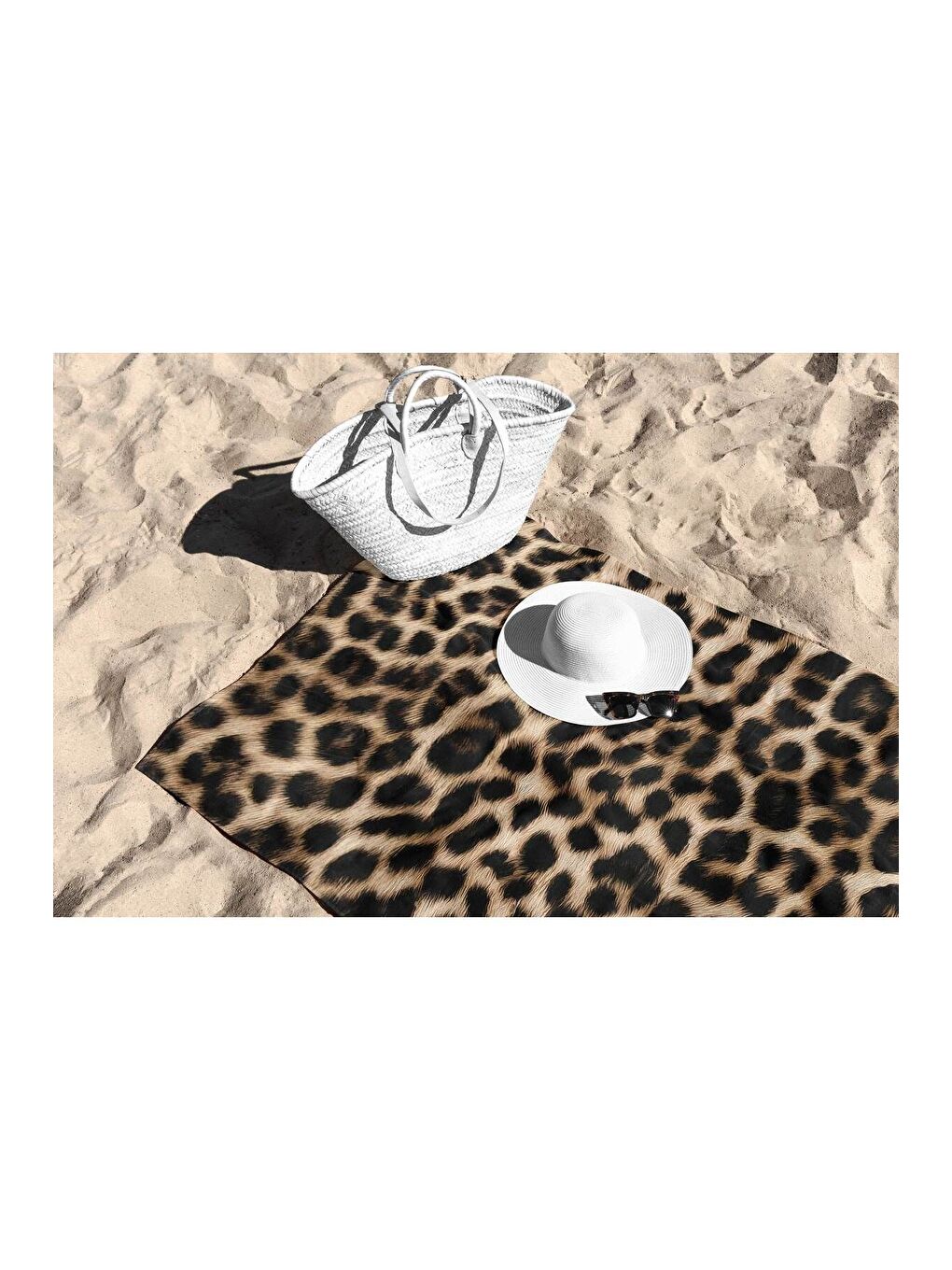 Kahverengi Leopar Desen   Dijital Baskılı   Plaj Havlusu 75x150-2