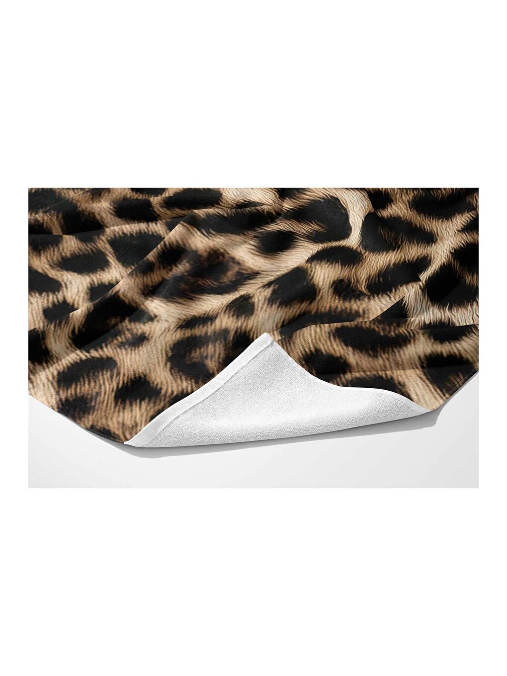 Kahverengi Leopar Desen   Dijital Baskılı   Plaj Havlusu 75x150-3