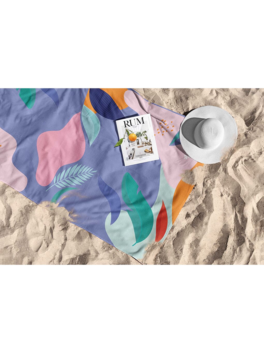 Lila Bohem Desen Dijital Baskılı  Plaj Havlusu 75x150-1