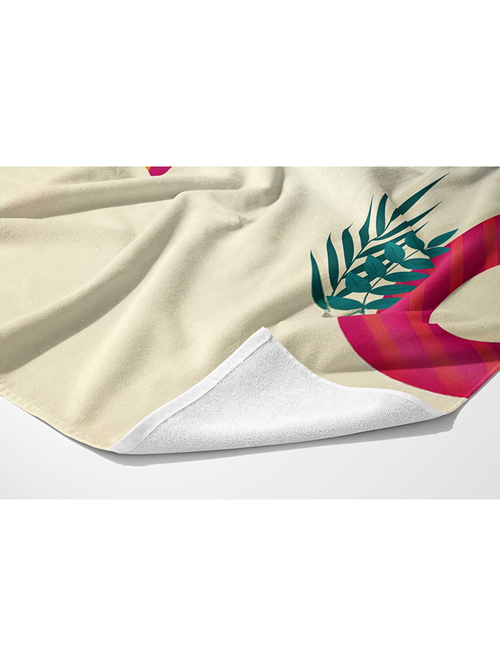 Ekru Yaz Desen Dijital Baskılı  Plaj Havlusu 75x150-3