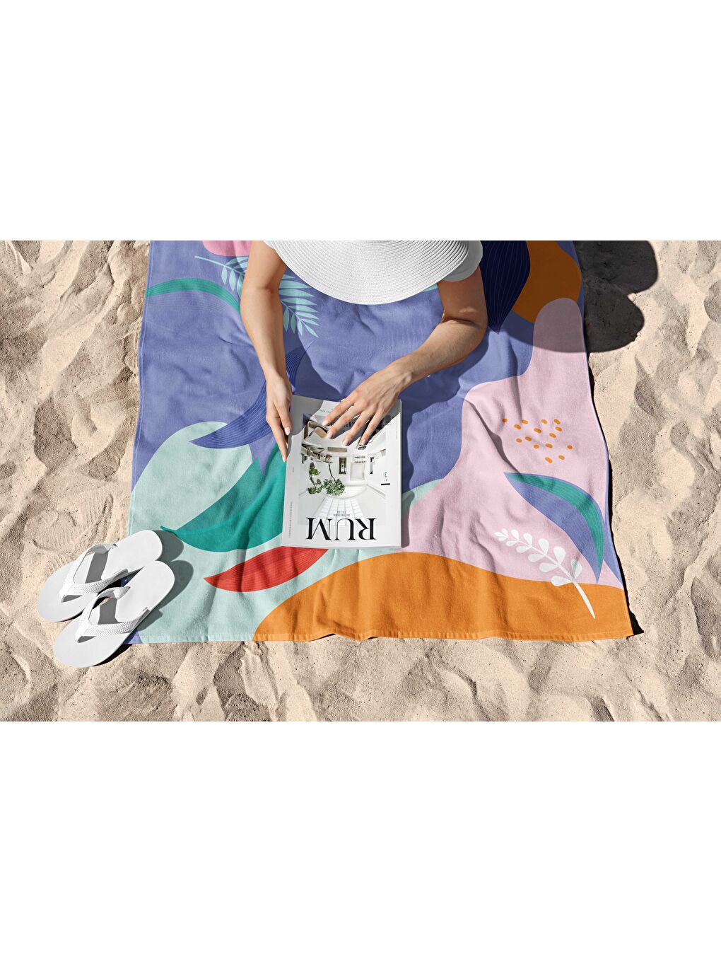 Lila Bohem Desen Dijital Baskılı  Plaj Havlusu 75x150-2