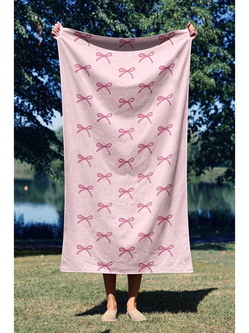 Fiyonk Pembe Desen  Dijital  Baskılı Plaj Havlusu 75x150