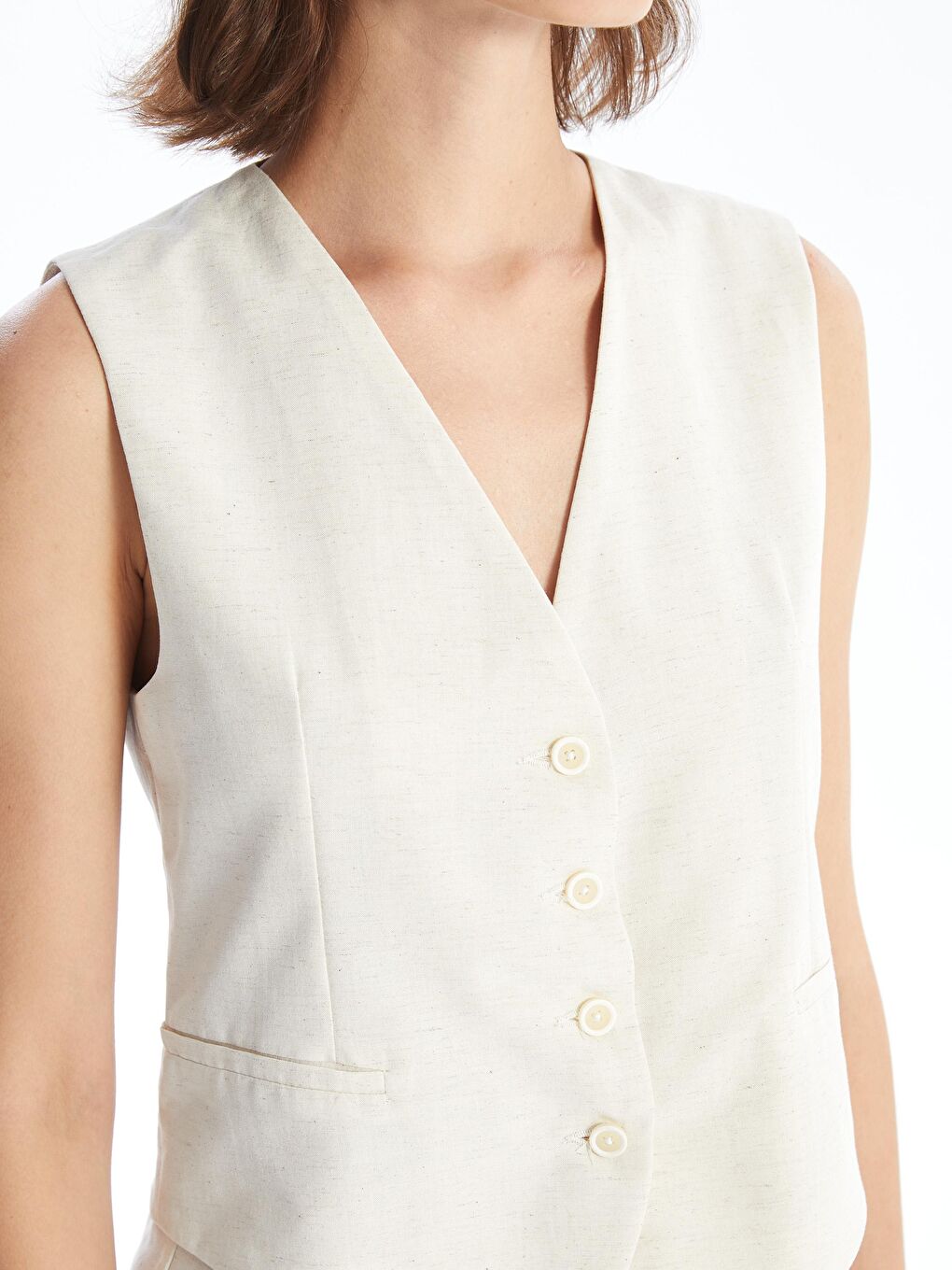 Ekru Dokuma Yelek Bg112-3