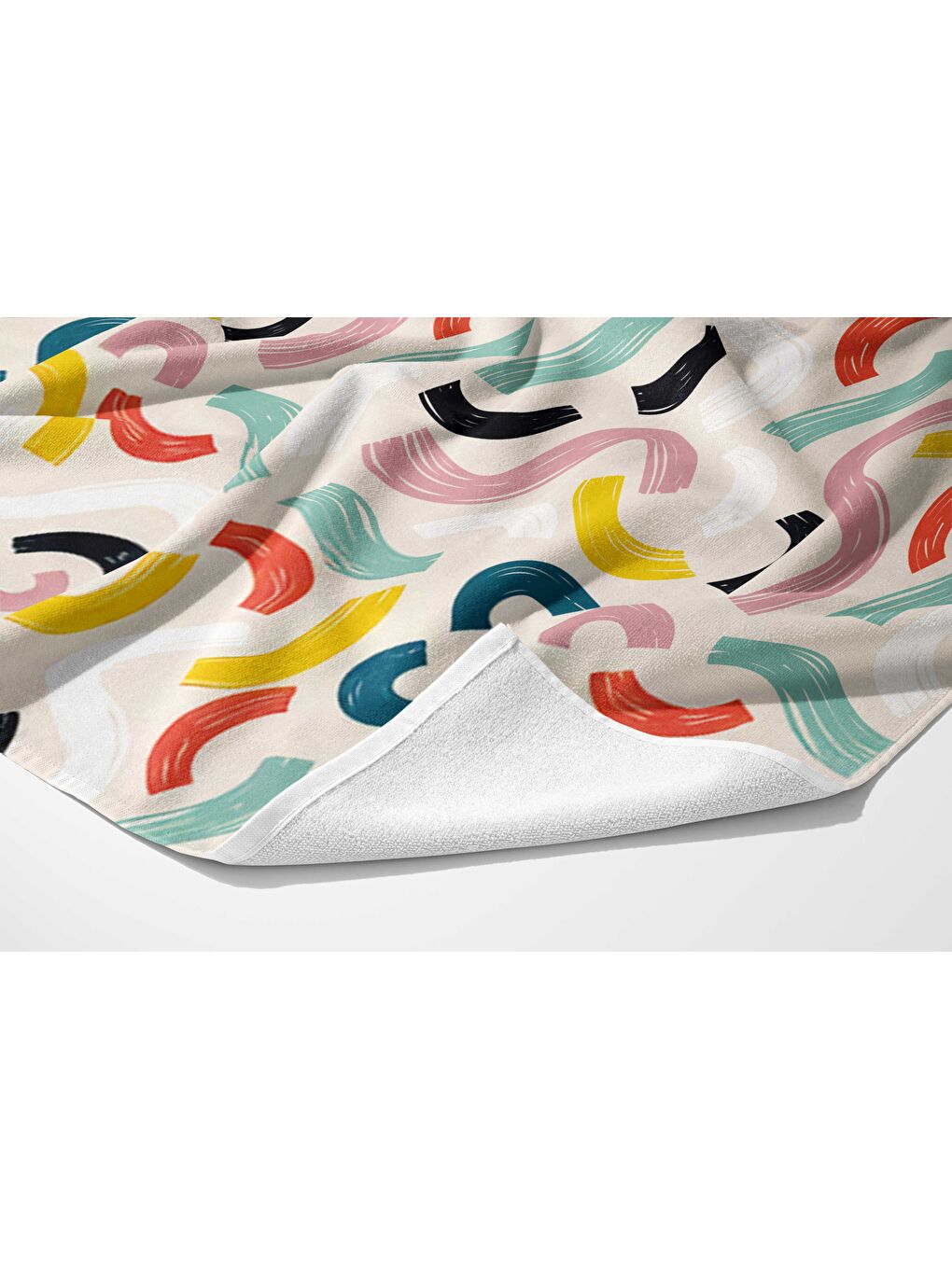 Kahverengi Renkli Geometrik Desen Dijital Baskılı  Plaj Havlusu 75x150-3