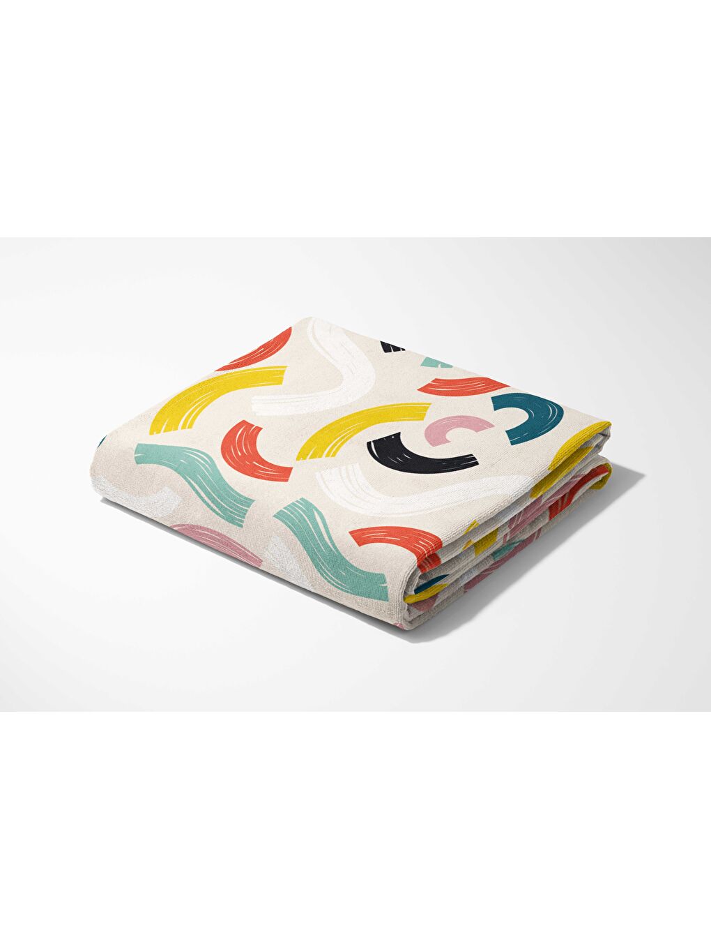 Kahverengi Renkli Geometrik Desen Dijital Baskılı  Plaj Havlusu 75x150-4