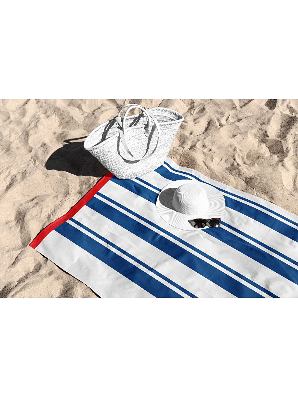 Lacivert Beyaz Çizgi Desen Dijital Baskılı  Plaj Havlusu 75x150-2