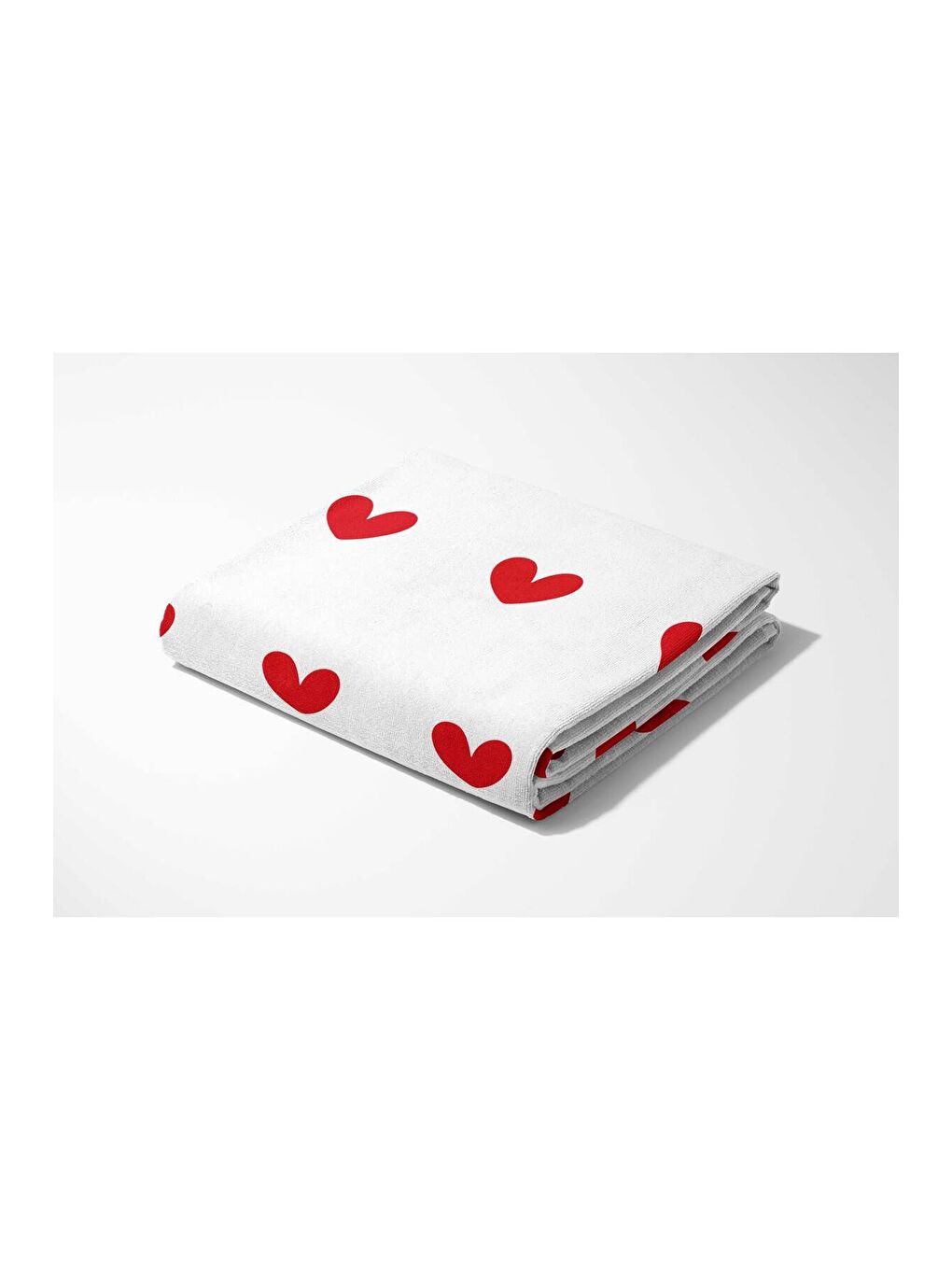 Beyaz Kalp Desen   Dijital Baskılı  Baskılı Plaj Havlusu 75x150-4