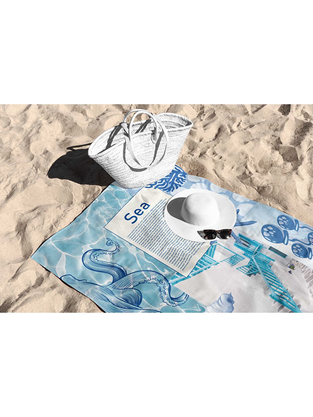 Mavi Beach Desen Dijital Baskılı Plaj Havlusu 75x150-2