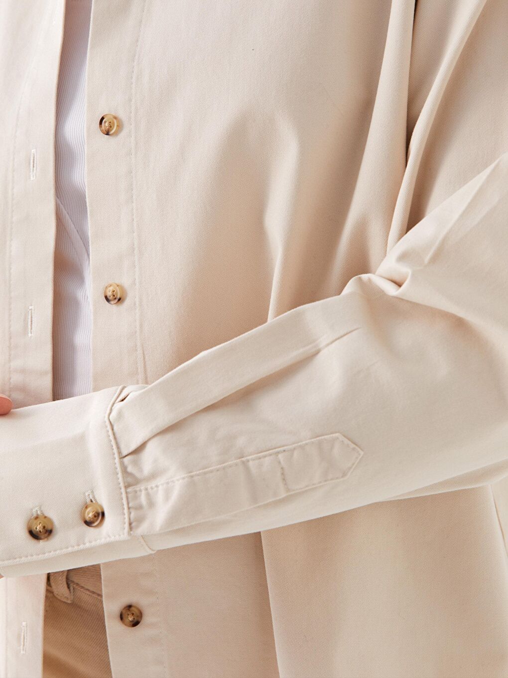 Bej Oversize Uzun Basic Gömlek Beige Bg05-5