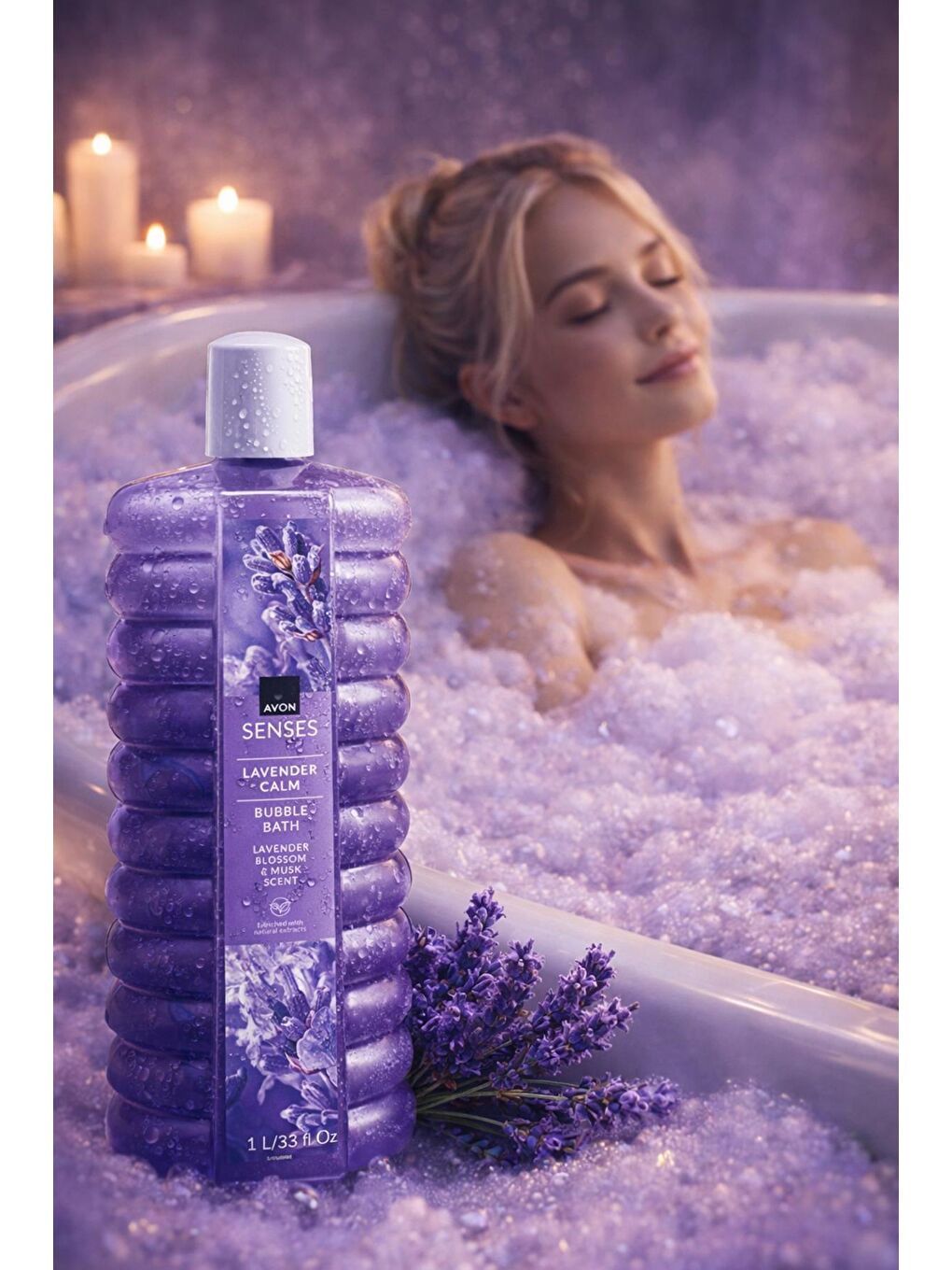 Senses Lavender Calm Lavanta Kokulu Banyo Köpüğü 1 Lt. İkili Set-2