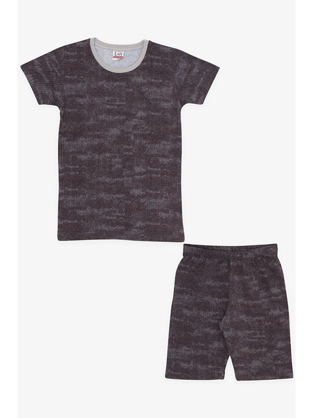 Erkek Çocuk Pijama Takımı Desenli Kahverengi (4-8 Yaş)