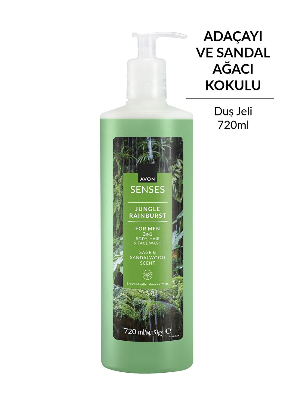 Senses Jungle Rainburst Adaçayı ve Sandal Ağacı Kokulu Erkek Saç ve Vücut Şampuanı 720 Ml.-1