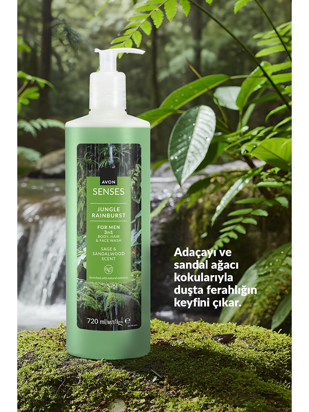 Senses Jungle Rainburst Adaçayı ve Sandal Ağacı Kokulu Erkek Saç ve Vücut Şampuanı 720 Ml.-3