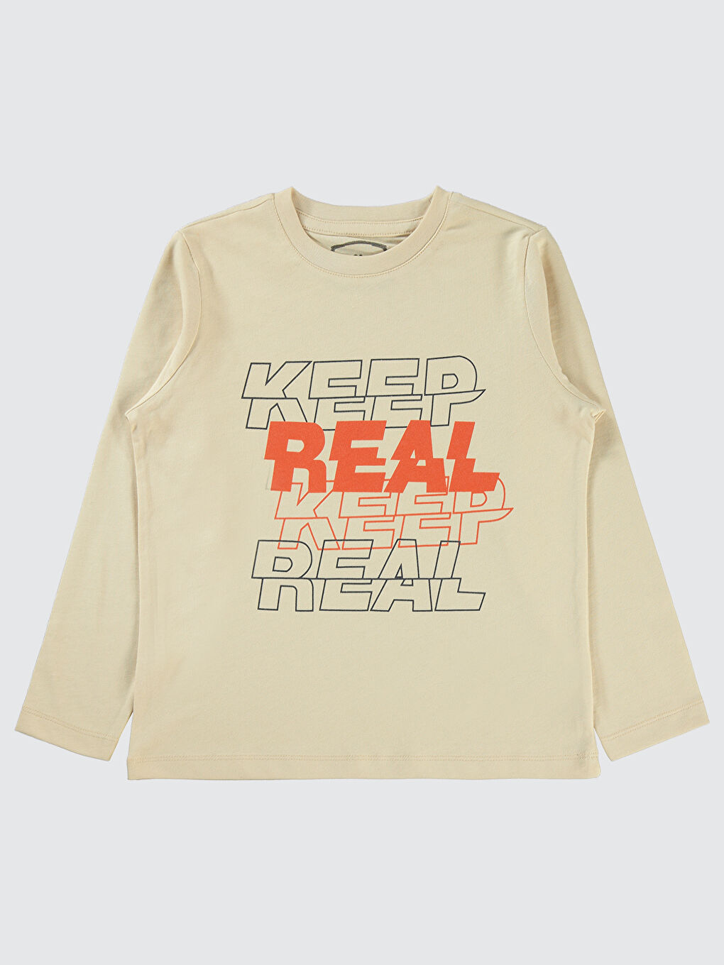 Bej Erkek Çocuk Sweatshirt 6-9 Yaş Taş Rengi