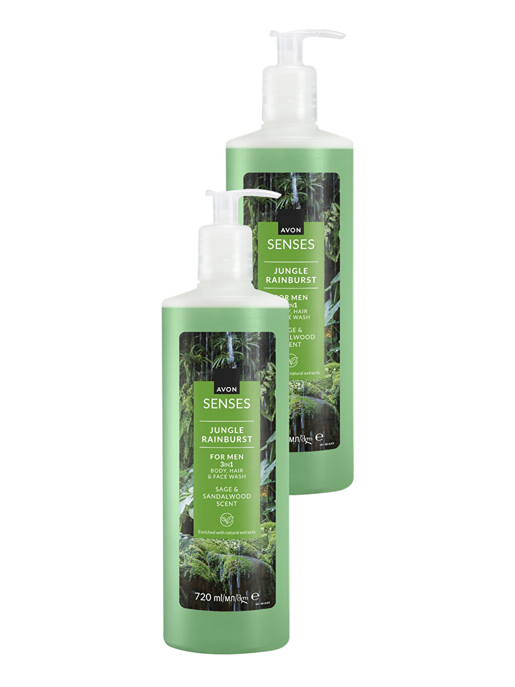 Jungle Rainburst Adaçayı ve Sandal Ağacı Kokulu Erkek Saç ve Vücut Şampuanı 720 Ml. İkili Set