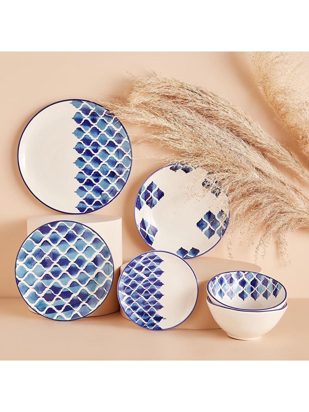 Blue Tile Seramik Yemek Tabağı 6'lı Mavi-1