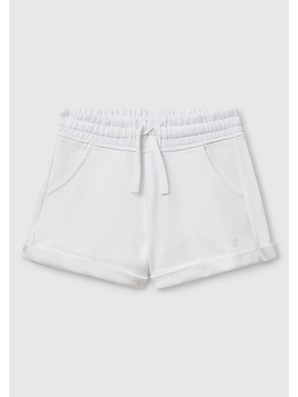 Kız Çocuk Beyaz Logolu Sweat Şort