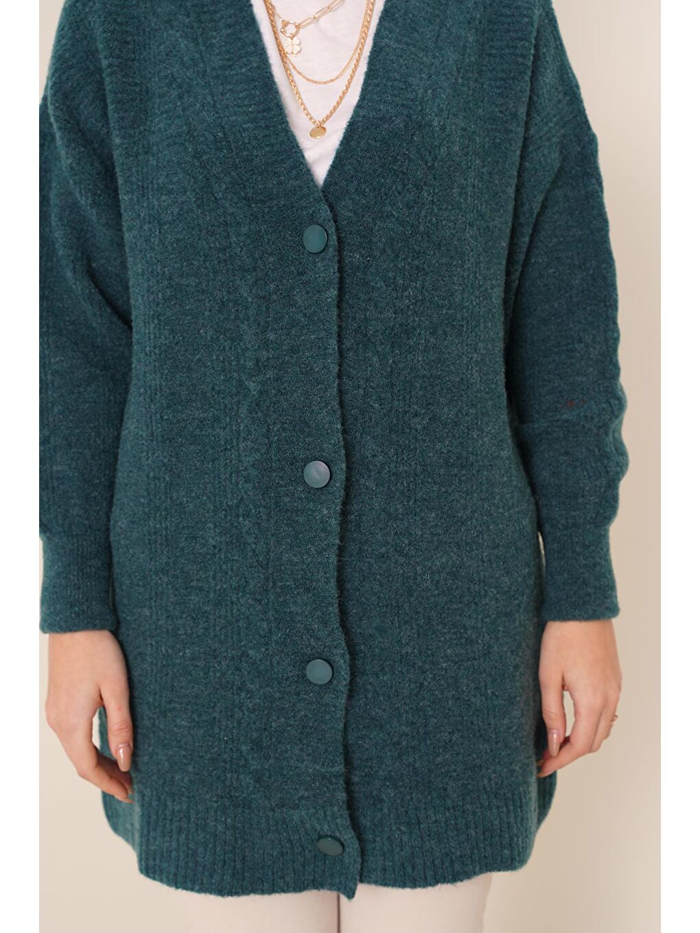 Turkuaz 15768 Tesettür Triko Hırka - Su Yeşili-3