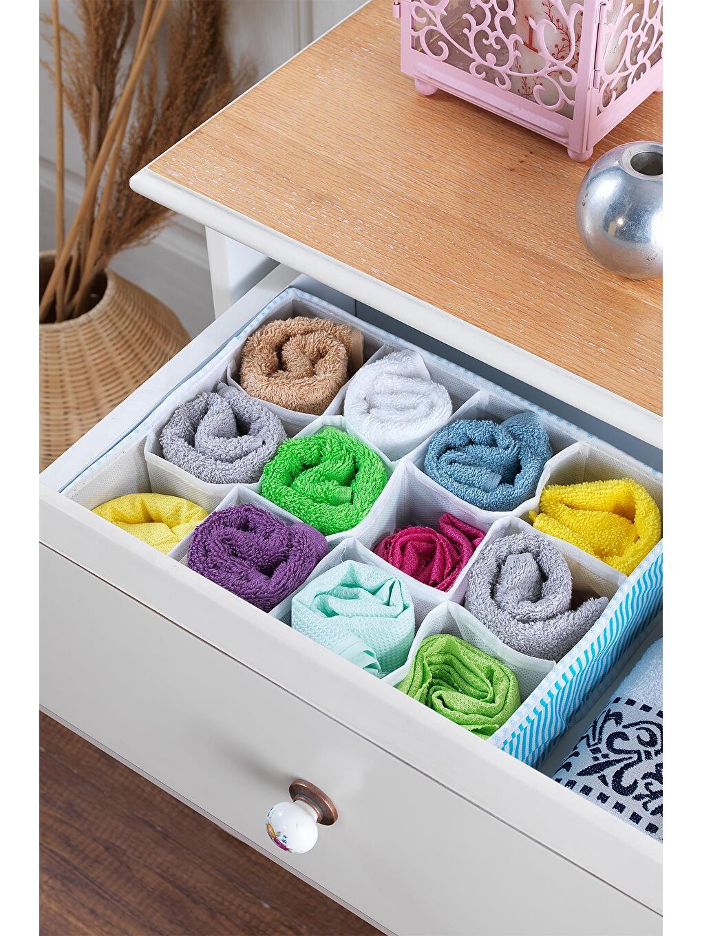 Home 12 Bölmeli Çekmece İçi Düzenleyici | Organizer Beyaz/Mavi