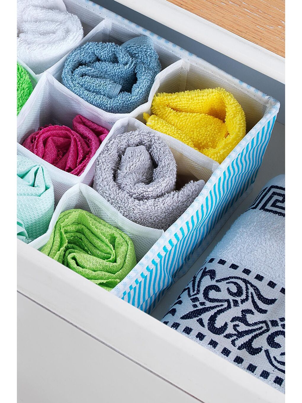 Home 12 Bölmeli Çekmece İçi Düzenleyici | Organizer Beyaz/Mavi-1