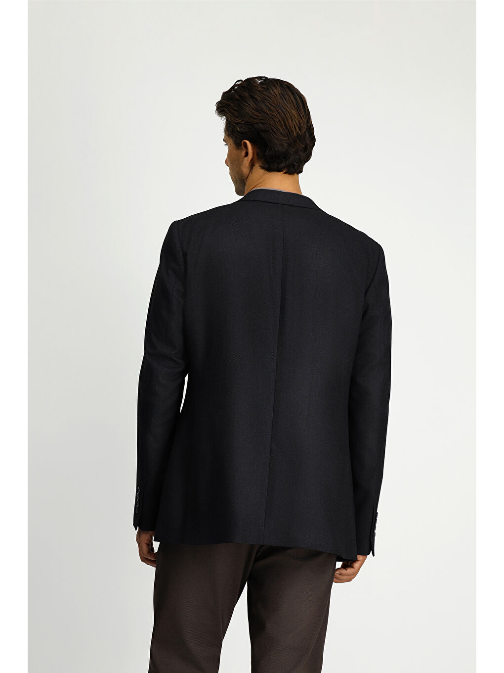 Gri Relaxed Fit Rahat Kesim Elastanlı Klasik Desenli Ceket-4