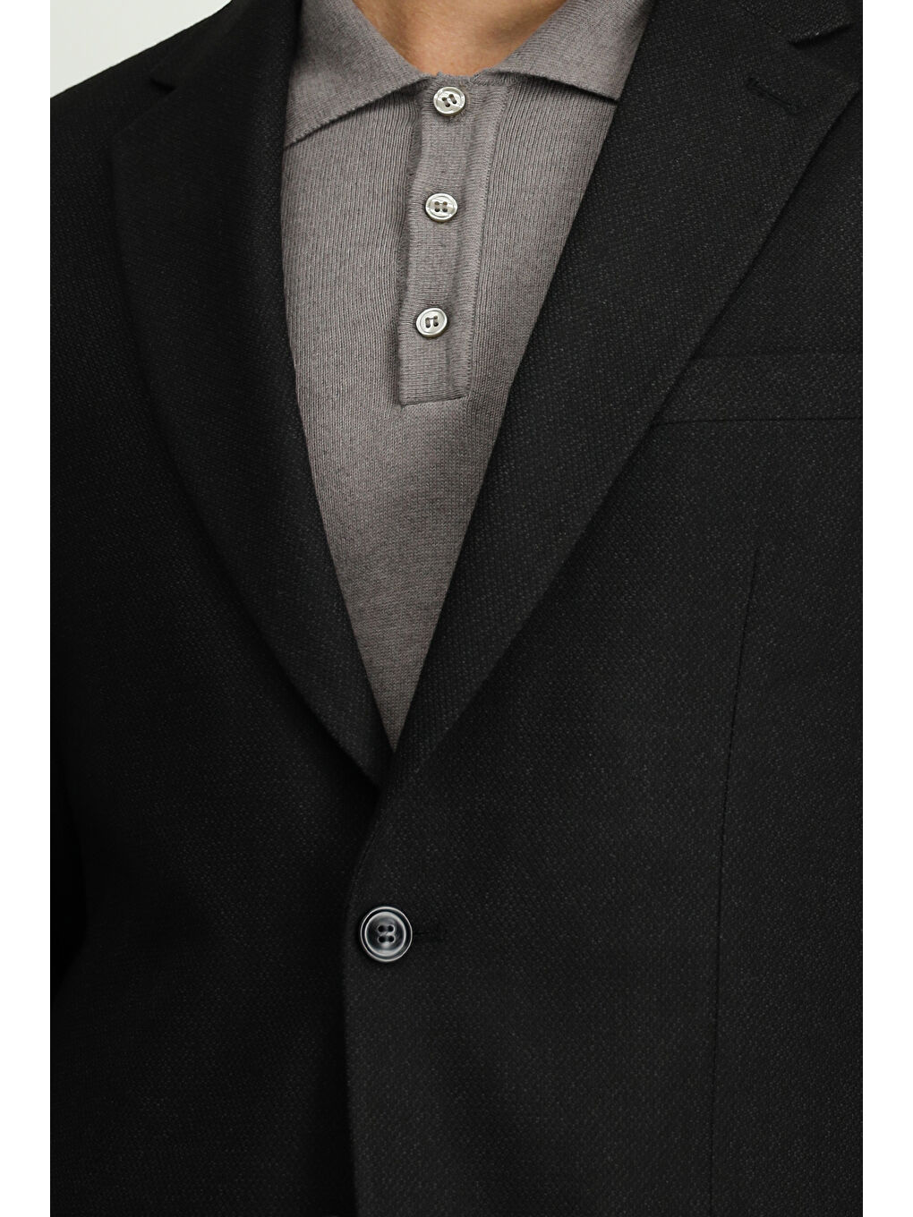 Gri Relaxed Fit Rahat Kesim Elastanlı Klasik Desenli Ceket-5