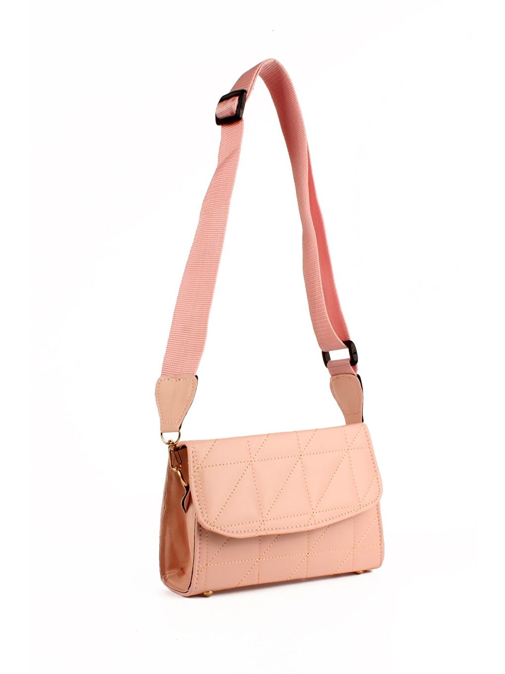 Pembe Kadın Kapitoneli Kolon Askılı Omuz Çantası (10582)