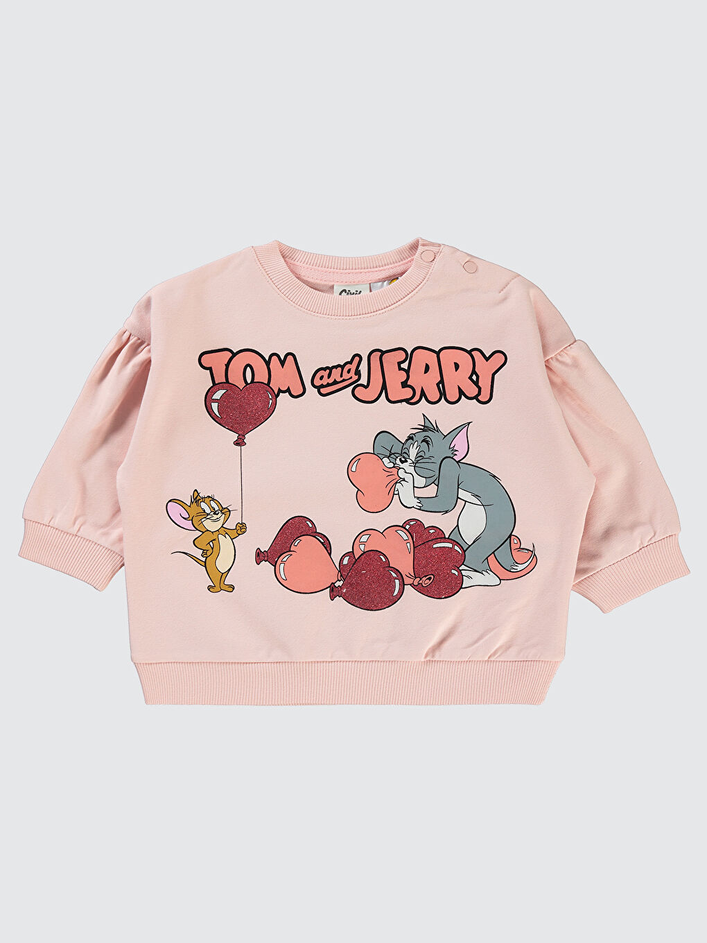 Pembe Tom Ve Jerry Kız Bebek Sweatshirt 6-18 Ay Somon