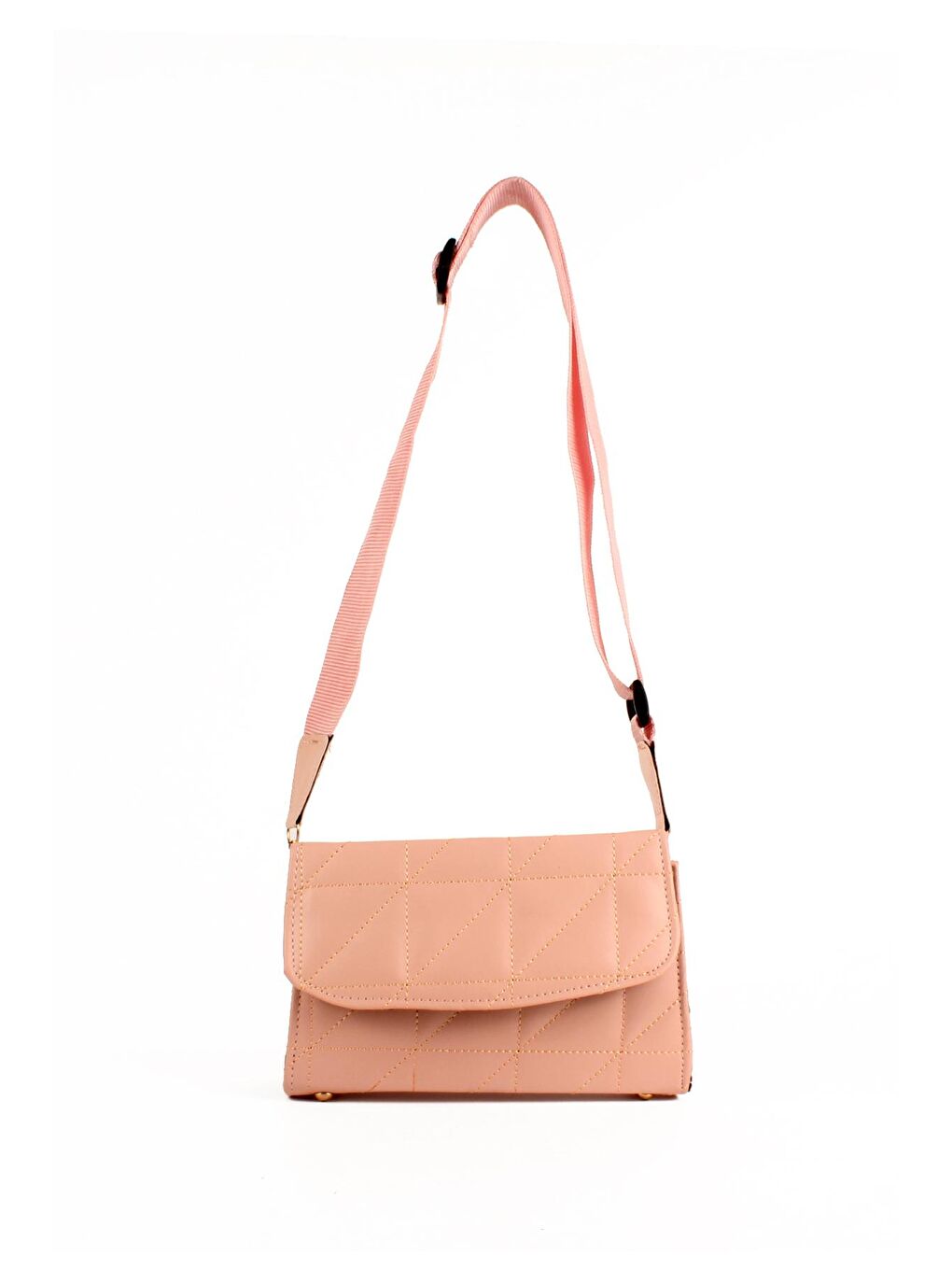 Pembe Kadın Kapitoneli Kolon Askılı Omuz Çantası (10582)-1