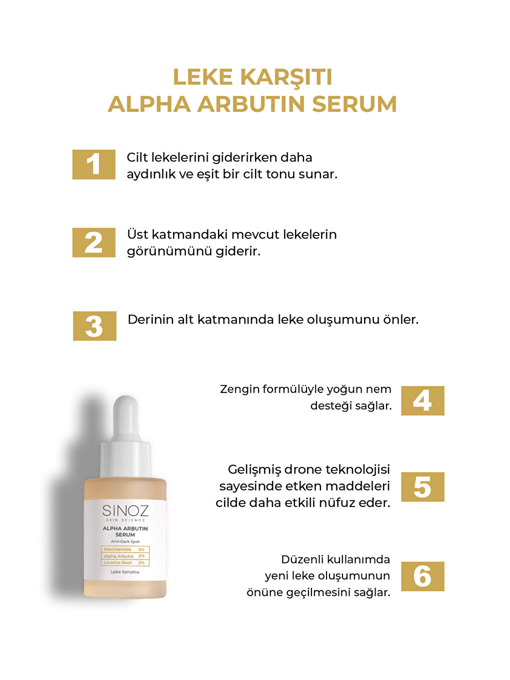 Koyu Leke Karşıtı Arbutin Cilt Serumu (Niacinamide 5% + Alpha Arbutin 2%) 30 ML-1