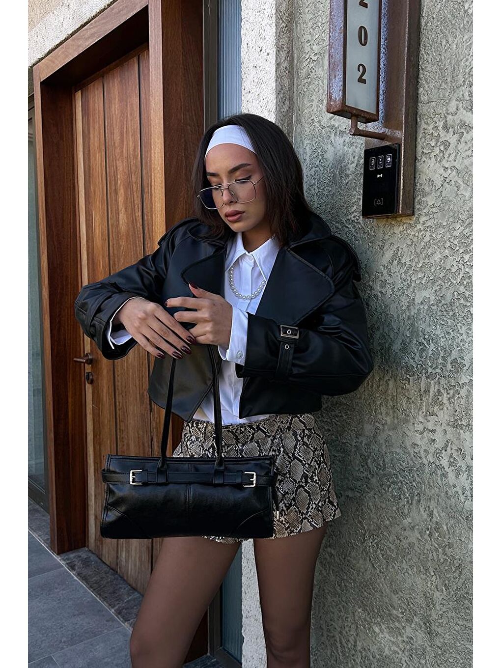 Enyola Vintage Baget Çanta Siyah-7