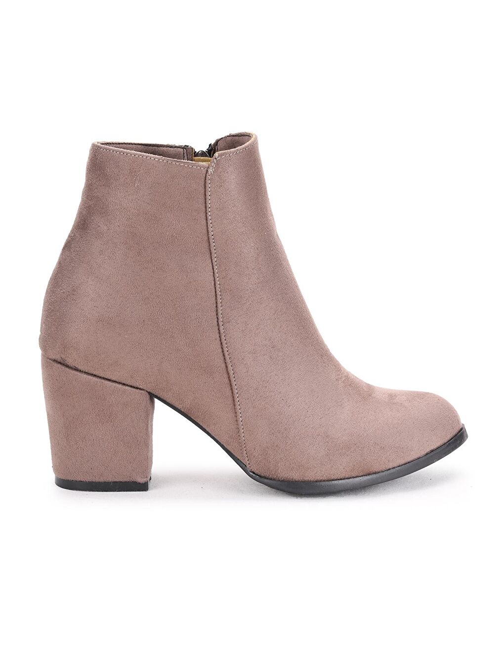 Bej Süet Fermuarlı 6 Cm Topuklu Kadın Bot Ayakkabı 517-3
