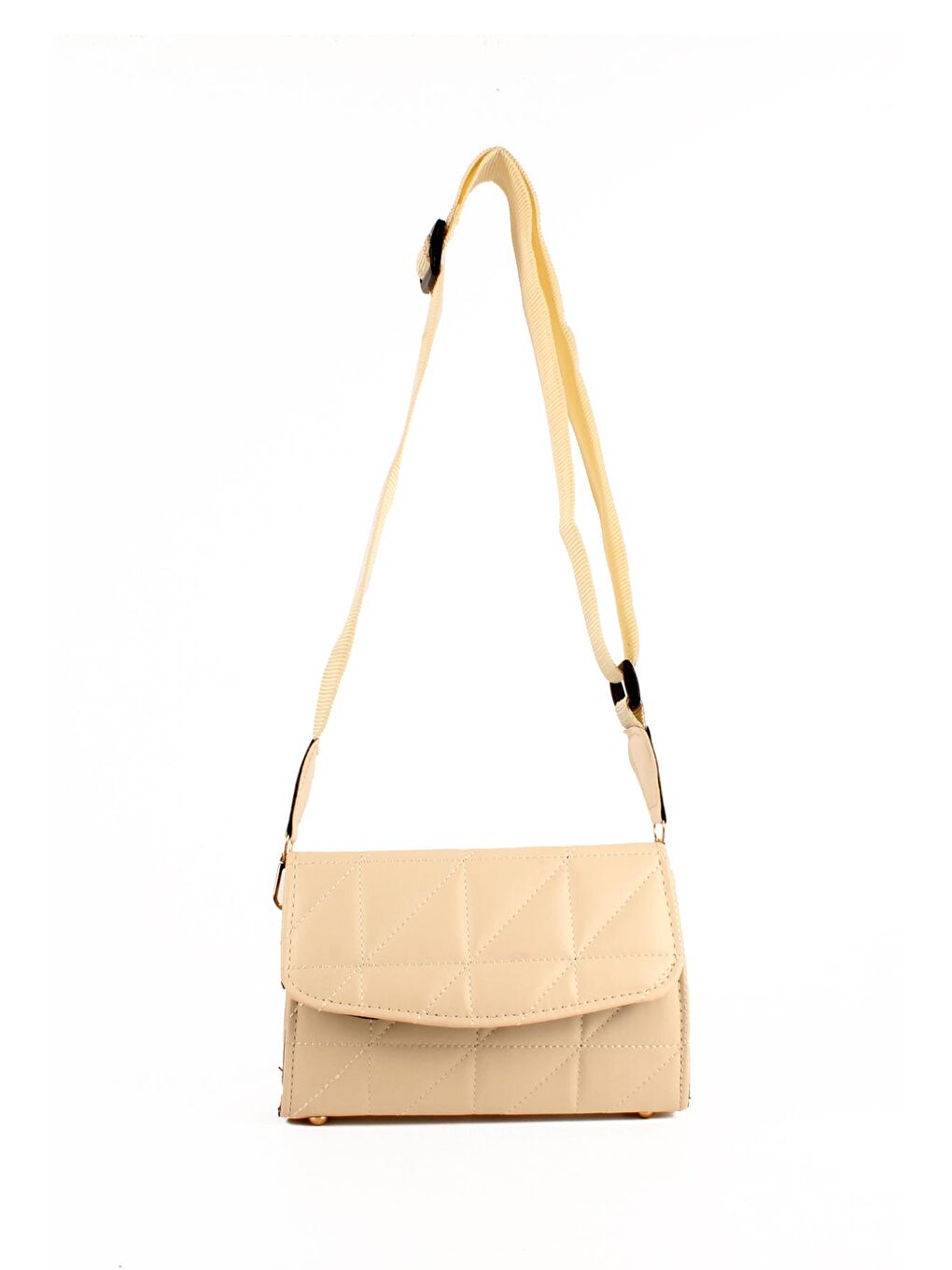 Ekru Kadın Kapitoneli Kolon Askılı Omuz Çantası (10582)-1