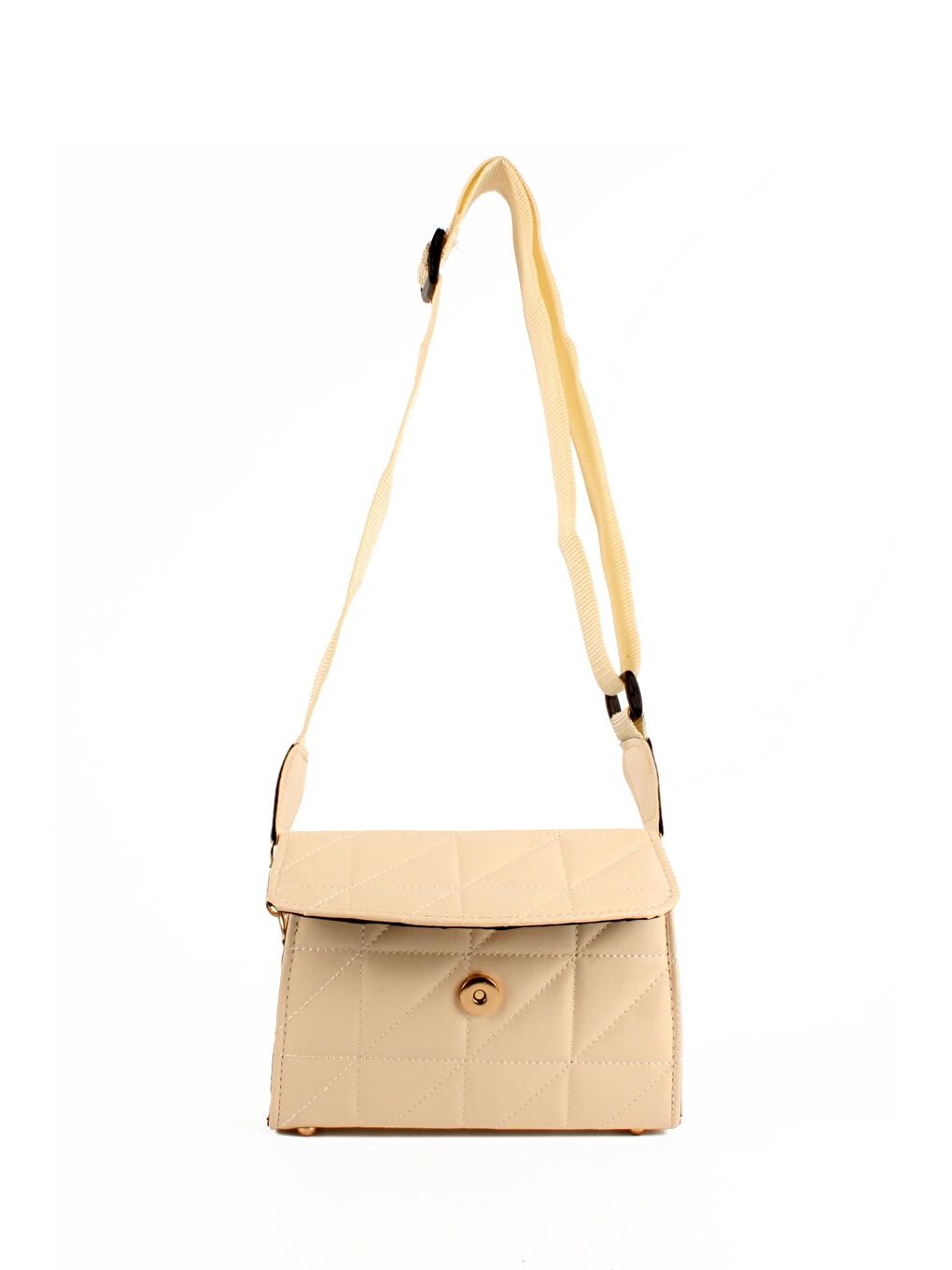 Ekru Kadın Kapitoneli Kolon Askılı Omuz Çantası (10582)-2