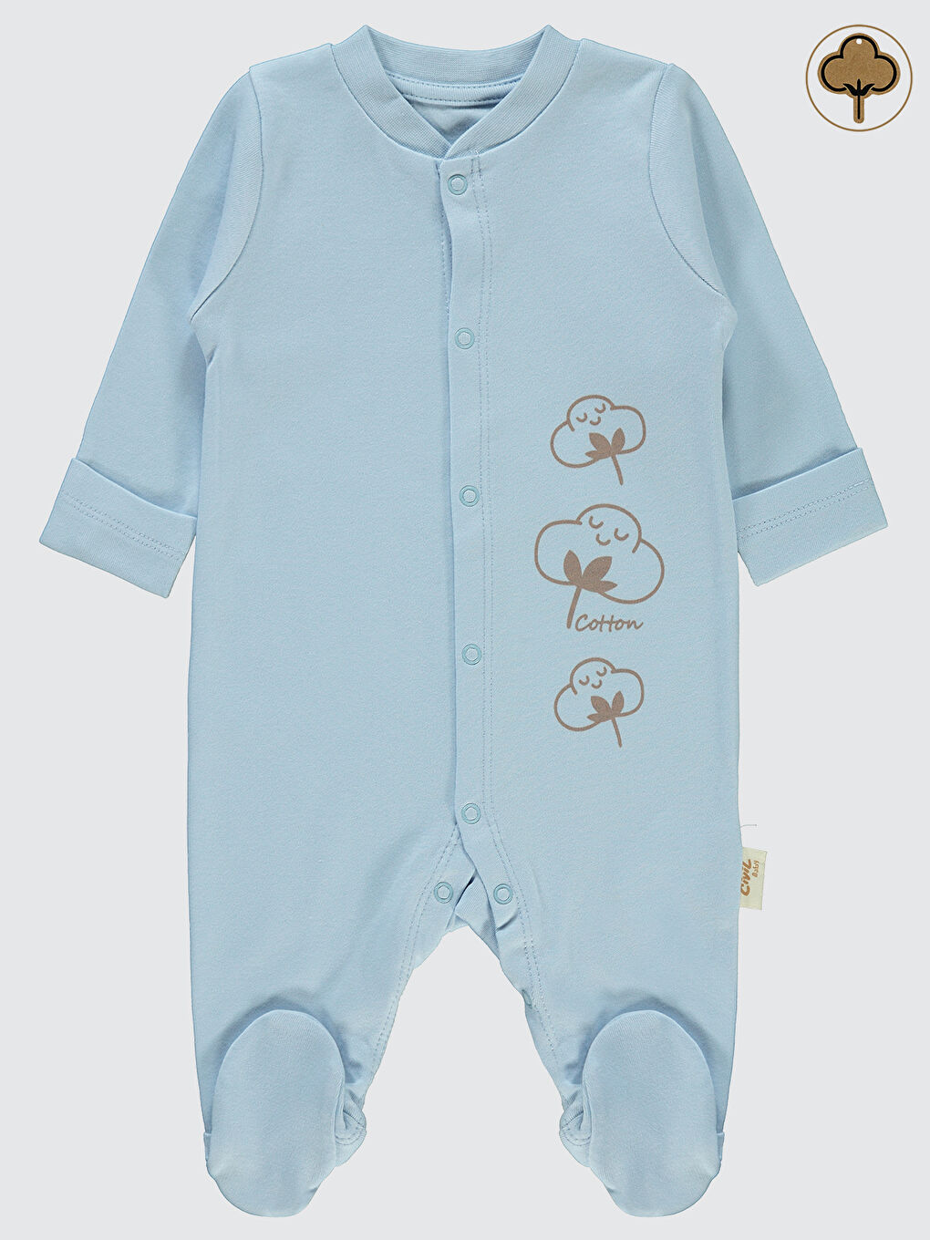 Baby Bebek Organik Patikli Tulum 0-3 Ay Mavi