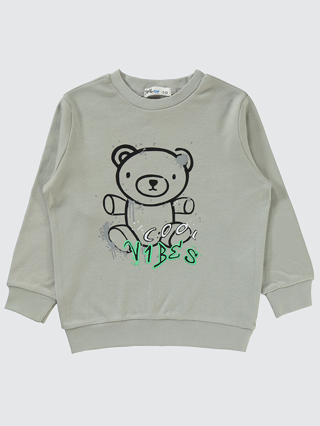 Erkek Çocuk Sweatshirt 2-5 Yaş Soft Gri